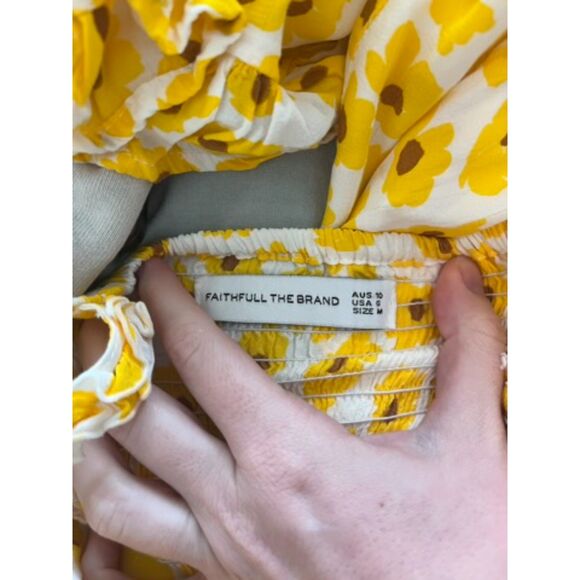 Faithfull the Brand Noemie Ruffled Floral-Print Crepe Midi Dress - M / sz 6 - Picture 5 of 6